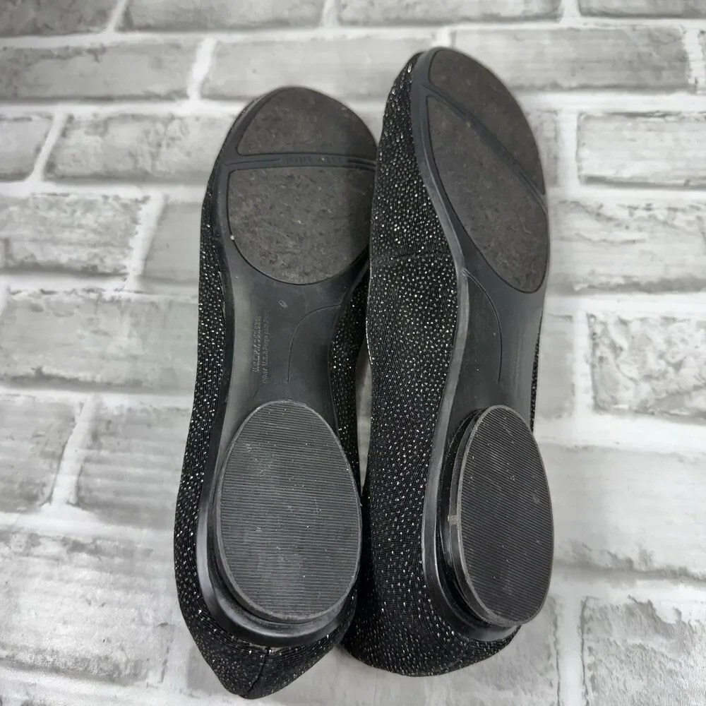 Nine West Women's Size 11 Black Rhinestone Embellished Flats Shoes